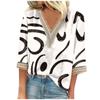 Женская рубашка-блузка Повседневные свободные рубашки с рукавами 3/4 и кружевной отделкой Топы с v-образным вырезом и принтом Топы с принтом Футболки Футболки