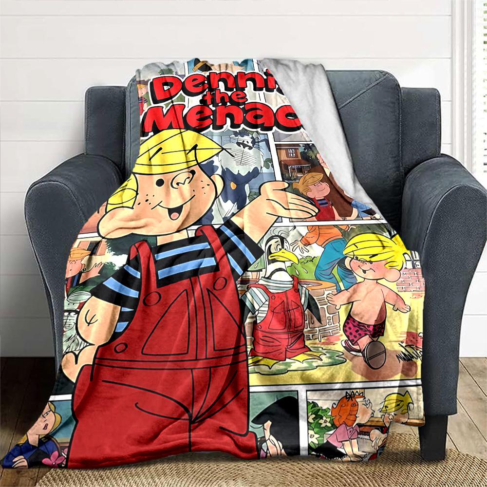 Dennis Menace Adventures Flannel Blanket Super Soft Warm Cozy Blanket For Sofa Bed Office Travel Allseason Home Decor Gift