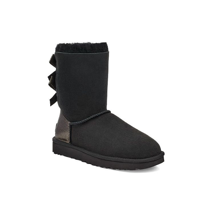 UGG Bailey Замшевые Теплые Baily Bow Флисовые Короткие Зимние Сапоги Женские сапоги Черные 1120884-BLK