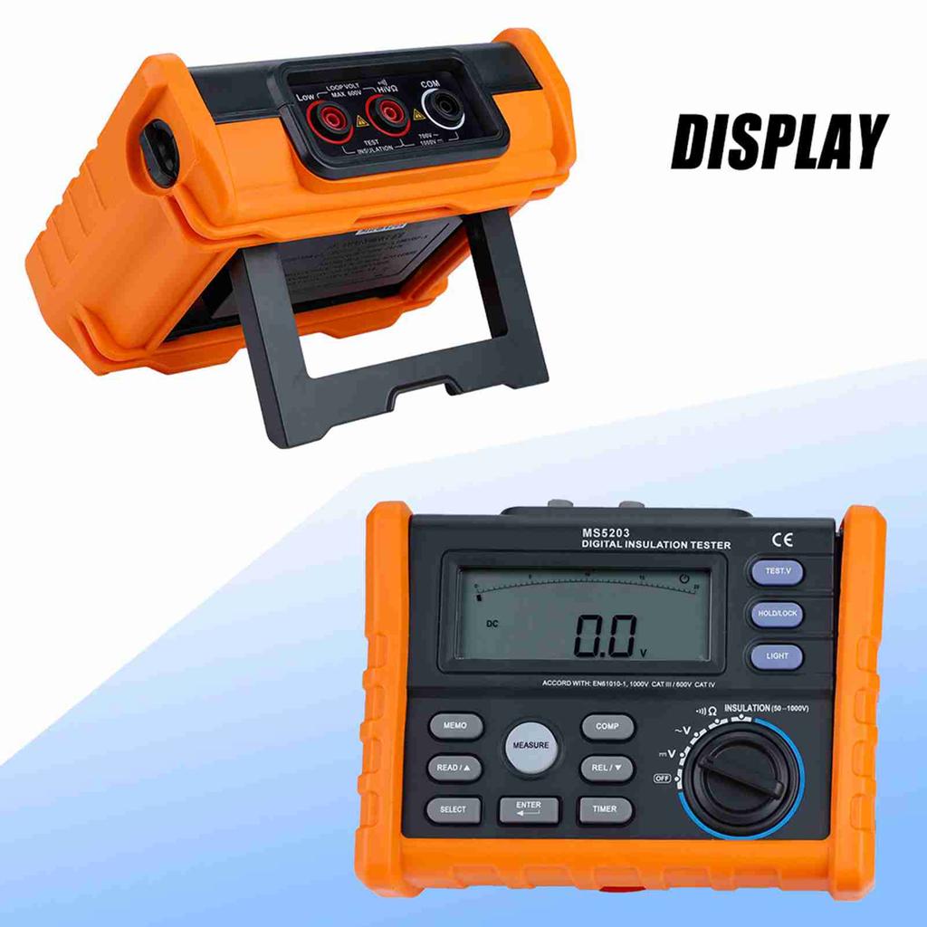 PEAKMETER MS5203 Digital and Analog Display 50 1000V Insulation Resistance Tester Meter