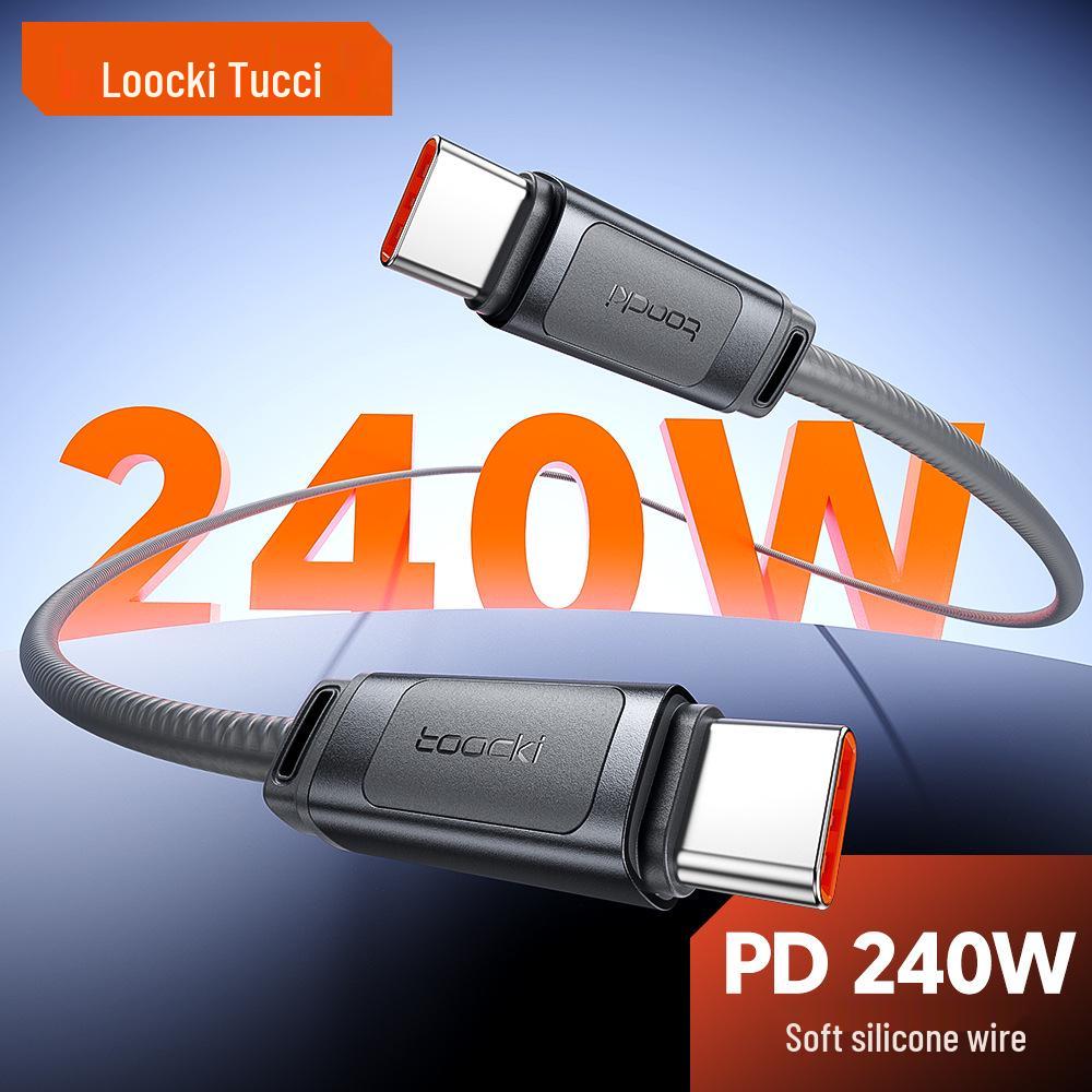 Быстрозарядный кабель Toocki 240 В, двойной Type-C, для Huawei, Apple и ноутбуков