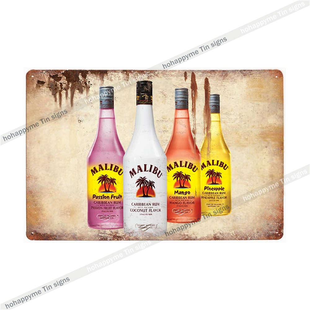 Малибу Жестяная Табличка Ром Металлическая Картина Табличка Для Бара Паба Клуба Кафе Наклейка На Стену Украшение Семейный Постер Тарелки 20x30см
