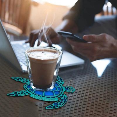 Подставки под напитки в виде морских черепах Деревянные подставки Защита столешницы, подходят для обеденных столов, письменных столов, ресторанов