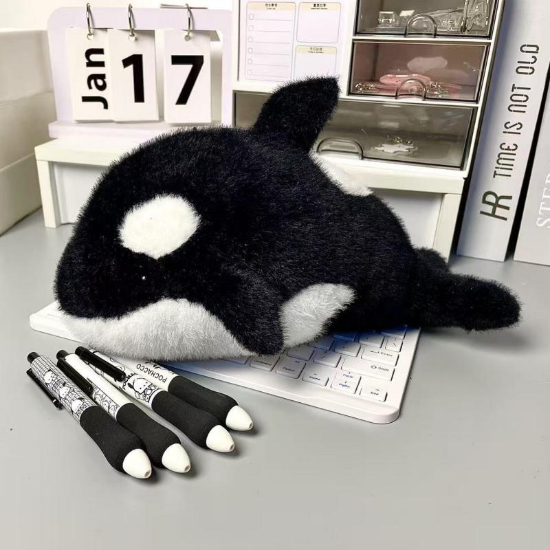 Мультяшный плюшевый кит-убийца сумка для ручек большая вместимость канцелярская сумка студенческий подарок для школы офис забавный пенал