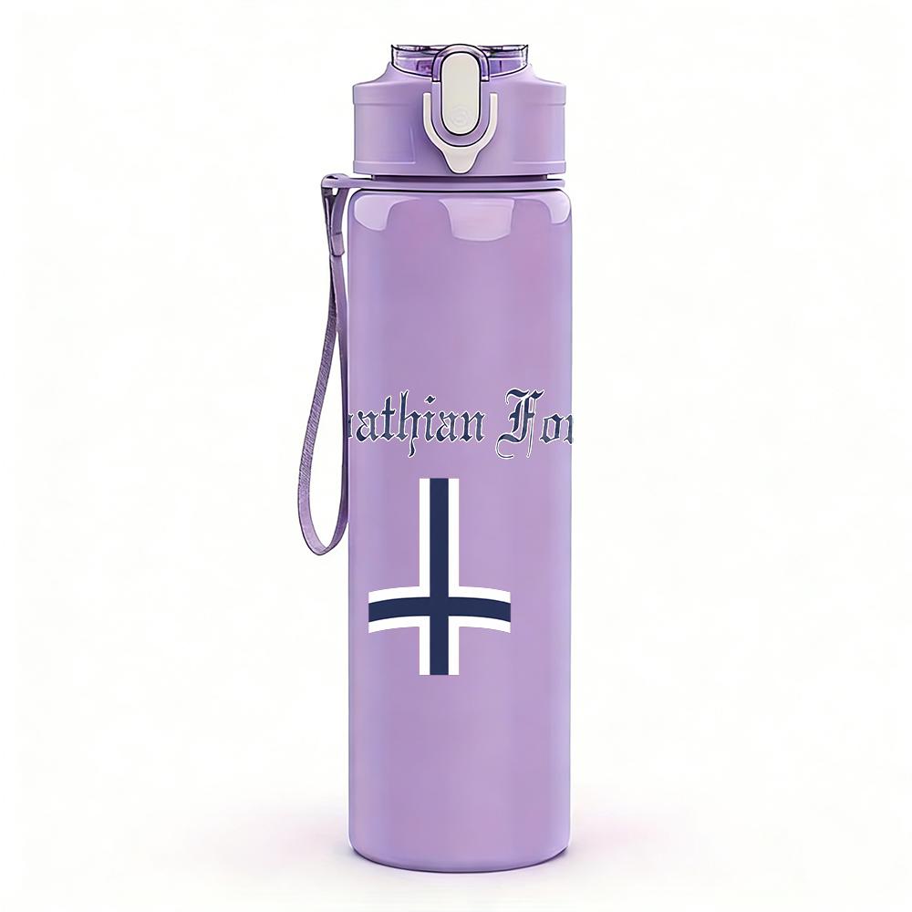 1PC Compass Cross Minimalist Line Art Print 750ml Portable Sports Water Bottle Leakproof Gym Outdoor Travel Drink Cup