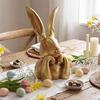 Easter Bunny Figurine Vintage Gold Resin Bunny Statue Spring Rabbit Table Centerpiece for Home Indoor Decor