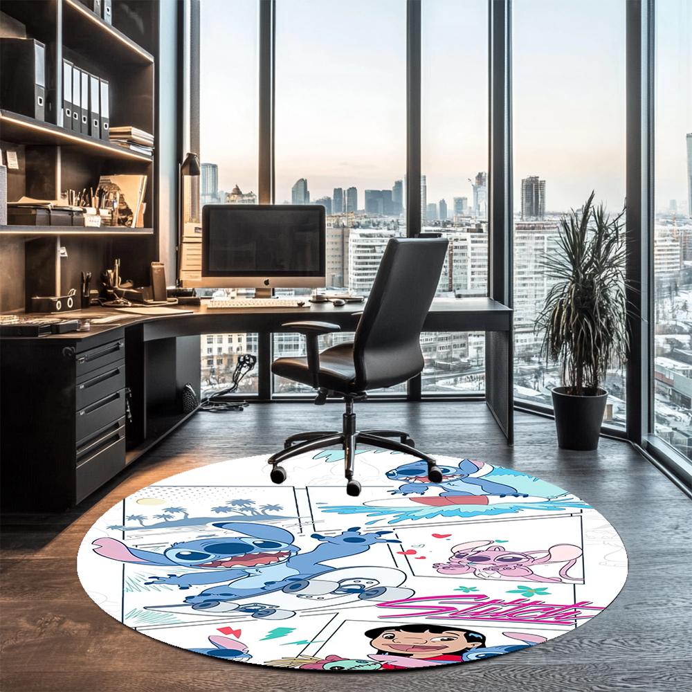 Stitch Printed Round Rug Carpet Chair Rug Area Rug Entryway Doormats,for Office Chair Living Room Bedroom Kitchen Room.