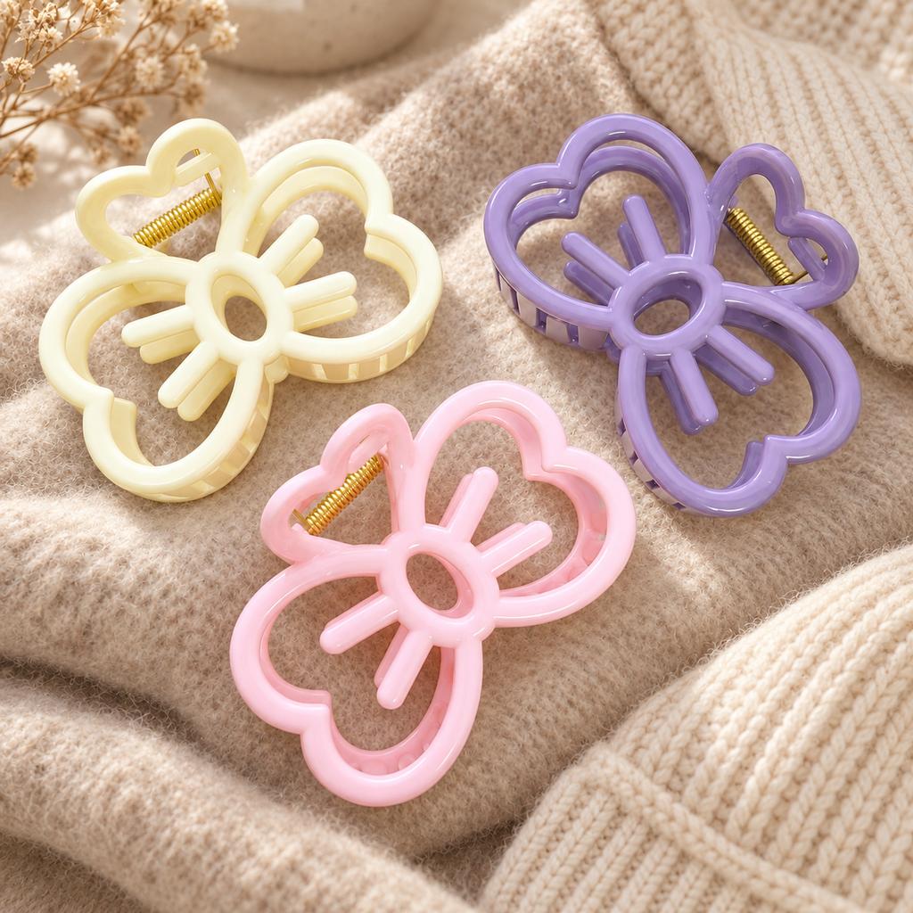 9cm Large Butterfly Hair Claw Clips Korean Hollow Heart Pastel Strong Hold Hair Clamp for Women and Girls Thick Hair Accessories