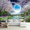 Photo Mural 3d Moon Wallpaper Flowers Tree Swan Landscape Wall Painting Background Living Room Bedroom Home Decor