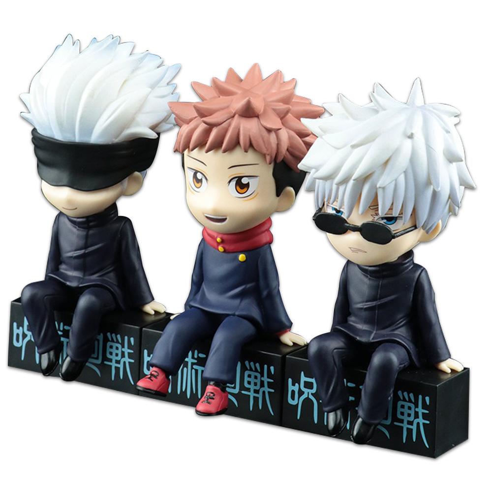 11 см 3 шт. Аниме Jujutsu Kaisen Фигурка Итадори Юдзи Сатору Годзё Сидящая модель Игрушка Кукла Подарок Коллекция Фигурка Действия ПВХ