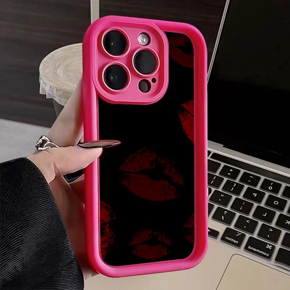 LZ23 Lips Kiss Heart Design Art Silicone Phone Case for iPhone 11 13 14 15 16 Pro Max 7 8 16 Plus 12 Mini XS Max XR Shockproof Back Cover