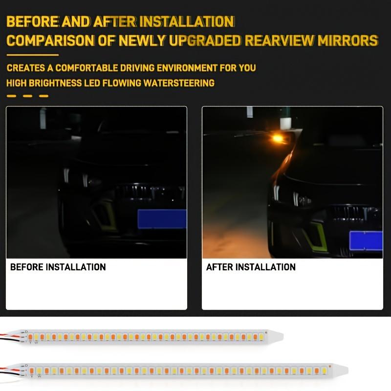 2 шт. 12 В светодиодная лампа-индикатор зеркала заднего вида автомобиля, автоматическая светодиодная лента для фары, указатель поворота, динамический свет, дневные ходовые огни для автомобильного освещения