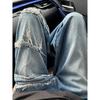 Men'S Denim, American Retro Washed Distressed Multi Pocket Workwear Jeans, Men'S And Women'S Loose Straight Leg Casual Pants, Trendy