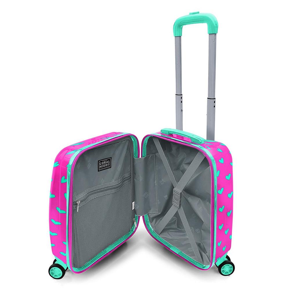 coral high Детский неоновый розовый водный зеленый детский чемодан с сердечками 16715
