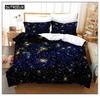 Colorful Star Sky Galaxy Bedding Set Scenery Space Duvet Cover Set Black Comforter Cover Milky Way Theme for Kids Teens Decor