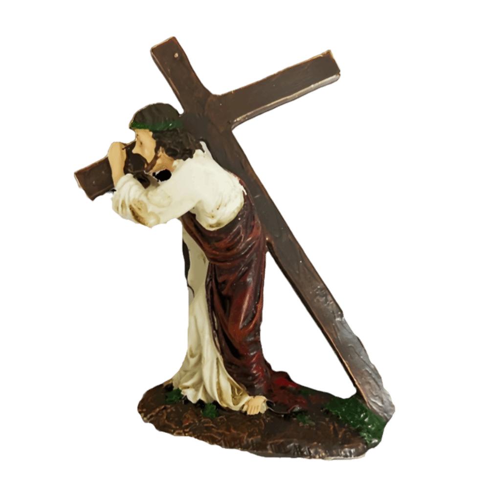 4.33x1.97x4.72in Cross Sculpture Resin Table Ornament Automotive Interior Decoration