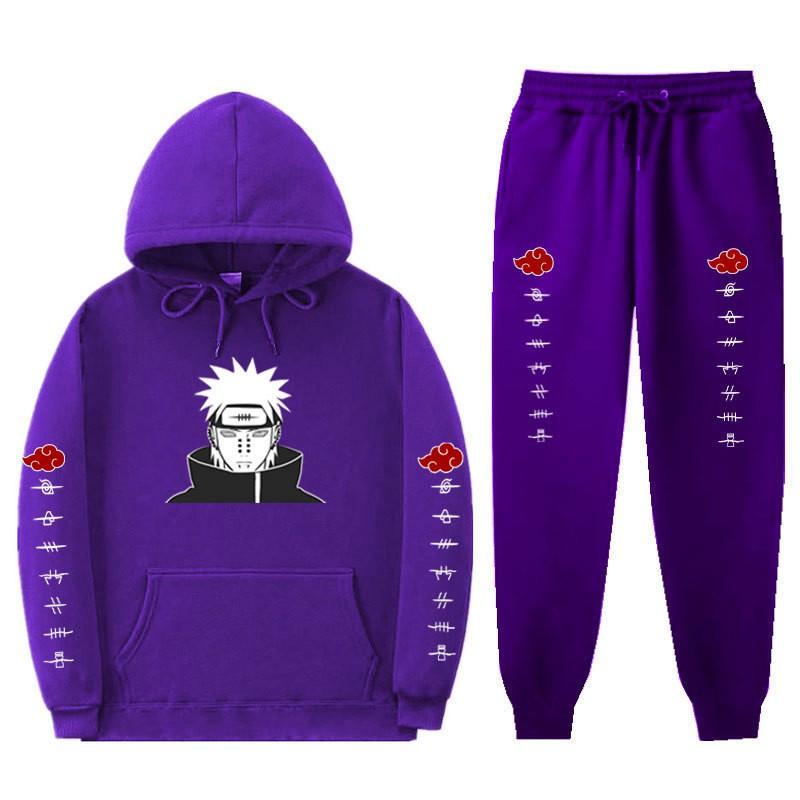 Мужской комплект толстовок с капюшоном на флисовой подкладке Naruto Акацуки Пейн Тэндо, повседневный наряд с длинным рукавом