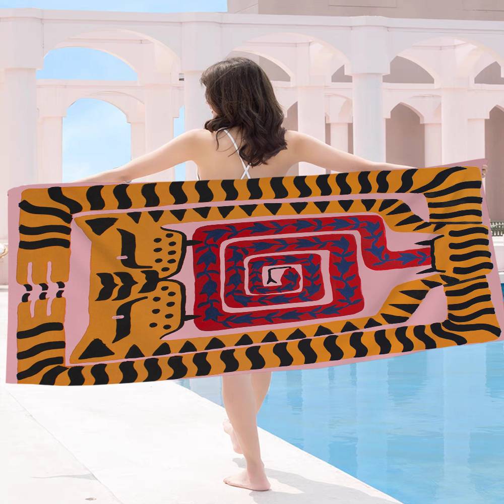 Egypt Colorful Abstract Tiger Microfiber Blanket Quick Drying Beach Towels Oversized Printing Super Absorbent Pool Towel Blanket