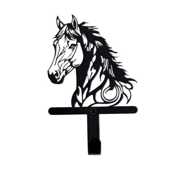 Black Horse Wall Hook Key Hanger with Horse Silhouette Wall Mounted Iron Hook Entryway Organizer