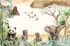 Children's photo wallpaper safari savanna tiger, leopard, elephant M126 200x135