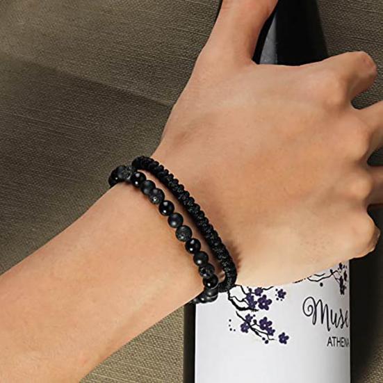 2 шт. Мужской ручной работы из бисера Матовый гладкий регулируемый легкий браслет Агатовый камень Исцеляющий духовный