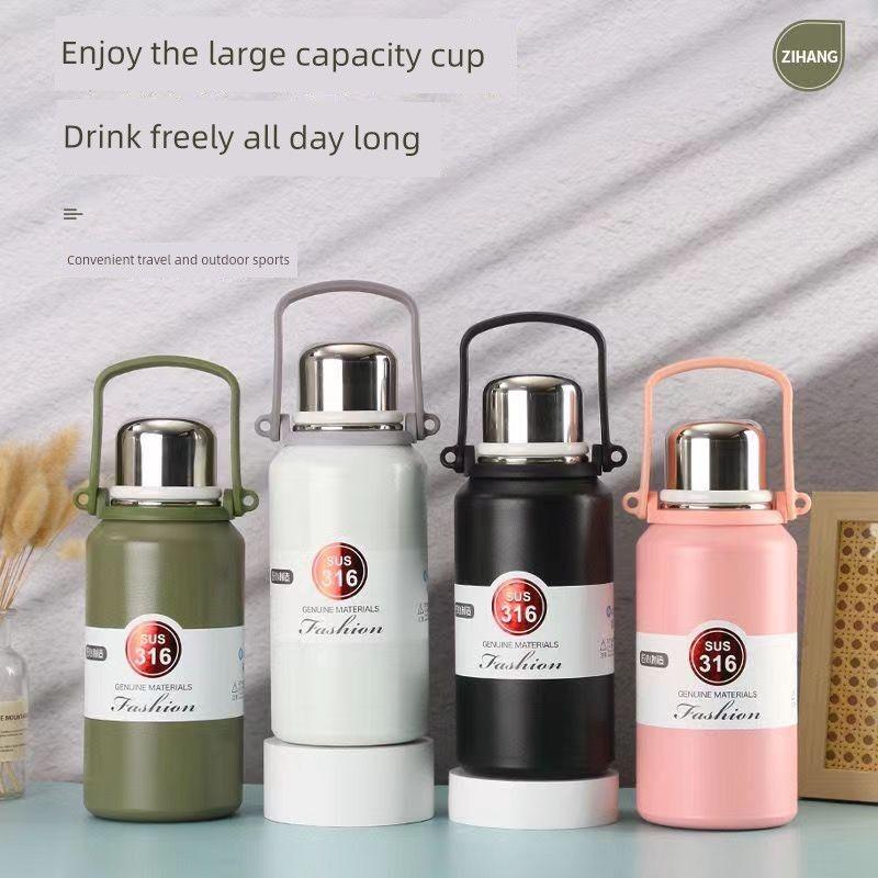 Large Capacity Vacuum Cup 316 Stainless Steel Outdoor Household Satchel Water Kettle Student Neutral Convenient Sports Drinking Cup
