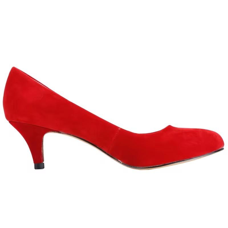 LOSLANDIFEN Женские туфли-лодочки Сексуальные туфли на высоком каблуке Туфли-лодочки из флока с острым носком Красные свадебные туфли-лодочки Женские повседневные туфли без застежек