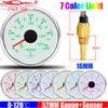 0~120℃,30~250℉ 52MM Water Temperature Gauge+Water Temp Sensor 10.2MM,12MM,16MM,17MM,21MM 7 Color Light for Boat Yacht Car 12V24V