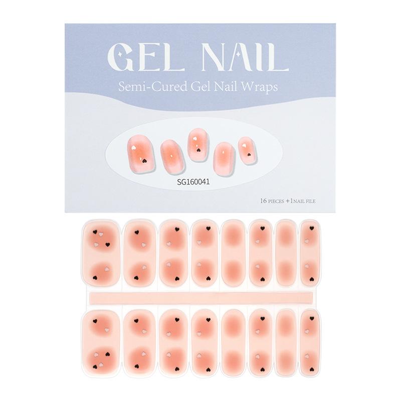 Thin Lamp Style Gel Nail Sticker 16-finger Extended Semi-curing Nail Sticker