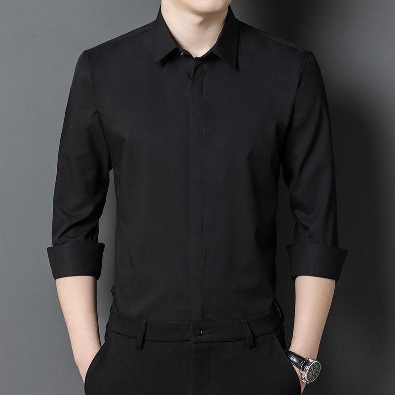 Мужская деловая рубашка большого размера, однотонный комбинезон с длинным рукавом