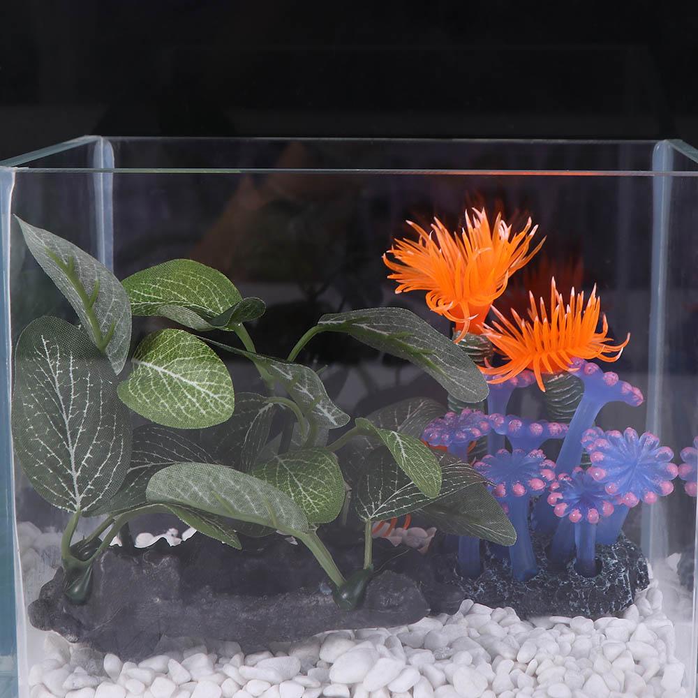 Silk Lifelike Faux Green Simulated Underwater Artificial Plants Turtle Jar Ornament Aquarium Plants Ficus Tree