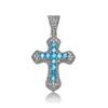 Hip Hop Iced Out Brass Crucifix Pendant, CZ Diamond Silver Plated Necklace for Men
