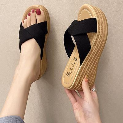 Женские сандалии Летние женские сандалии на платформе с открытым носком Sandalias Модные уличные пляжные шлепанцы Женские повседневные танкетки Шлепанцы WSH4409