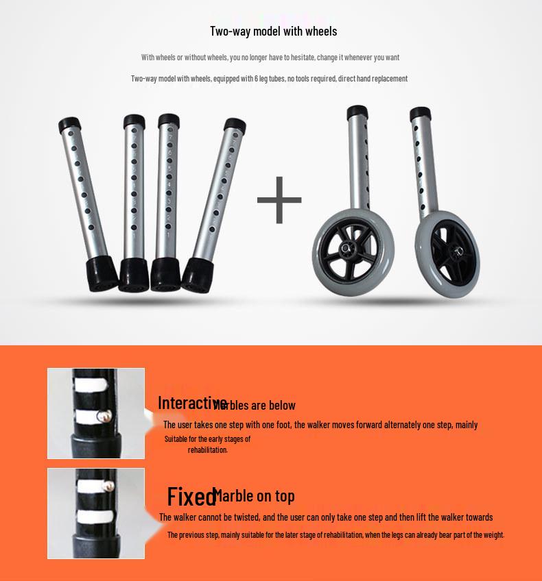 Lightweight Foldable Aluminum Walker with Wheels - Height Adjustable for Elderly