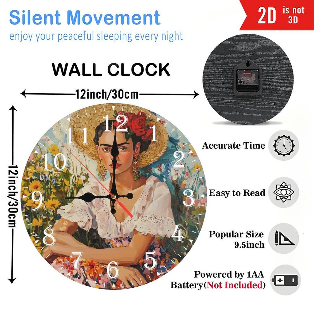 30cm Round Wooden Wall Clock Protected by a Clear Shatter-Resistant Crystal