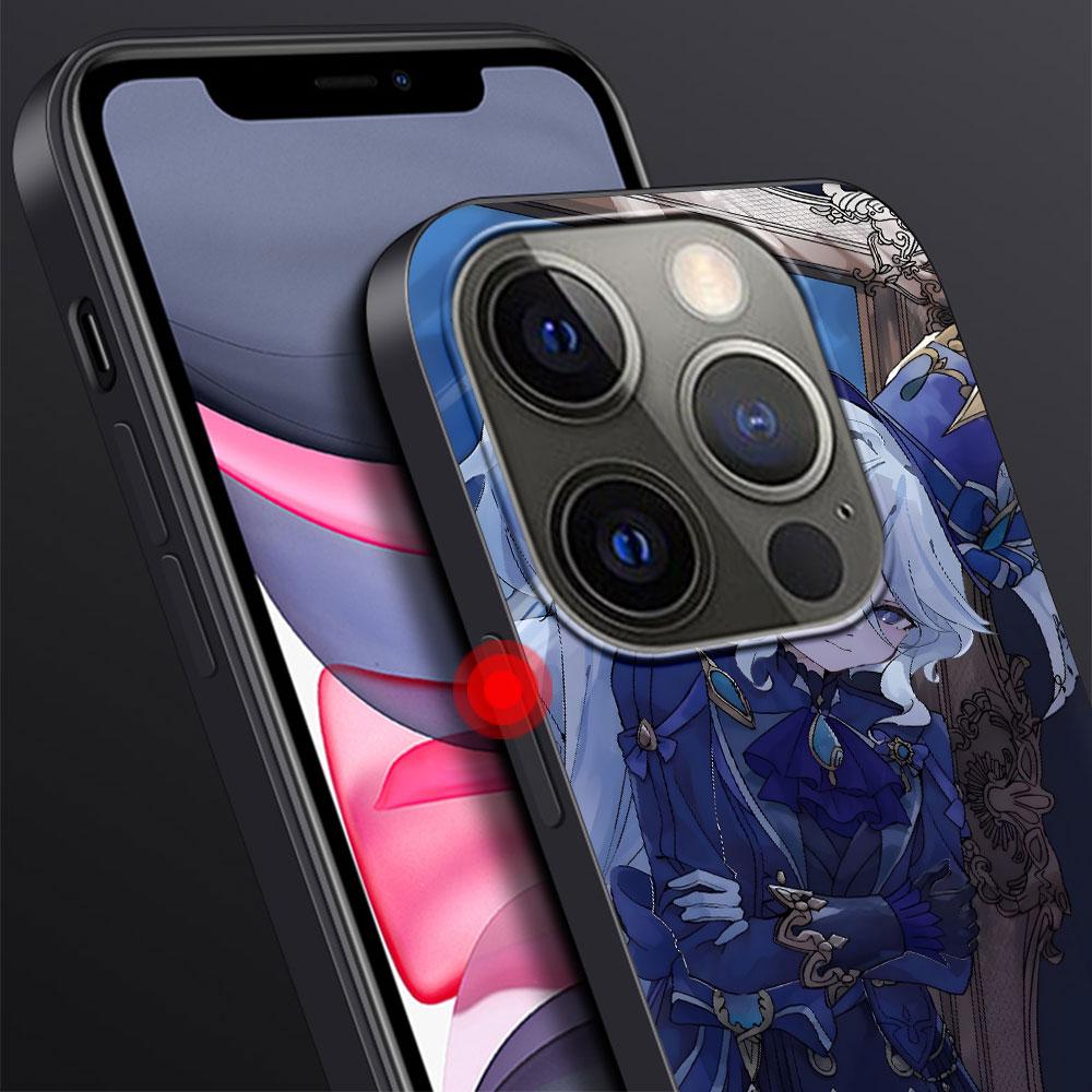 Чехол Genshin Impact Furina для Apple iPhone 14 11 7 SE 2020 8 X XS 13 12 Mini XR 15 Pro Max Силиконовый Черный Мягкий Чехол для Телефона