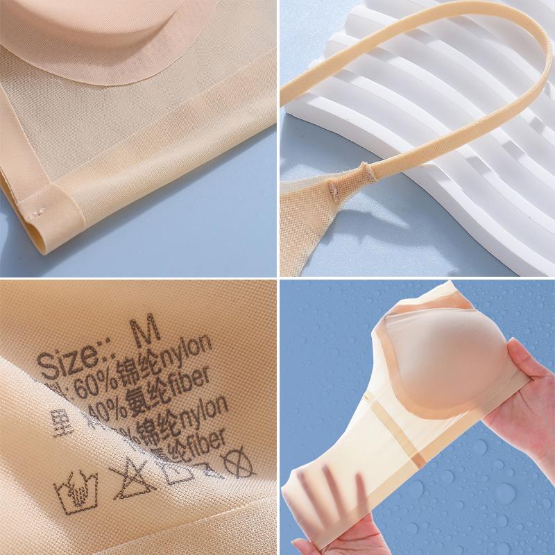 Ультратонкий бюстгальтер с мягкой подкладкой из ледяного шелка, бесшовное нижнее белье, женский тонкий слинг, красивый жилет на спине, топы, маленький бюстгальтер для сна с большой грудью