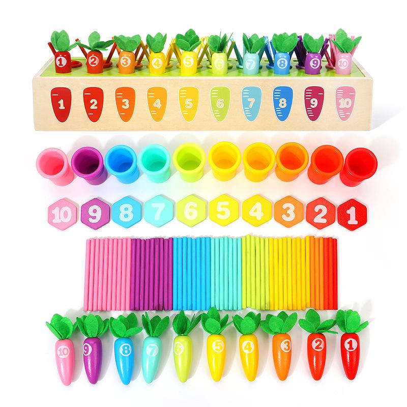 Монтессори Морковь Счёт и Сопоставление Цветов Интеллектуальная Коробка - Развивающая Игрушка для Развития в Раннем Детстве