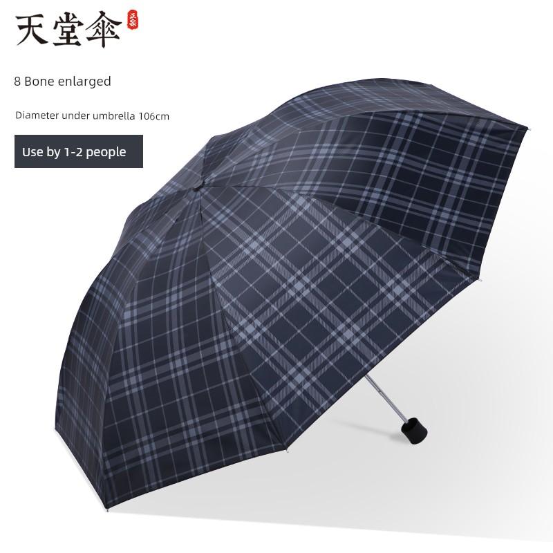 Paradise Umbrella Checkered Umbrella Extra Large Umbrella for Men and Women 3-Fold Umbrella Extra Large 8 Bone Double Business Dual-Use Umbrella