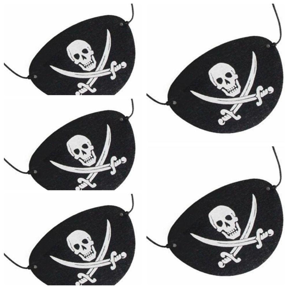 5Pcs Horror Felt Pirate Hat Black Skull Pirate Captain Cap Props Accessories Masquerade Party