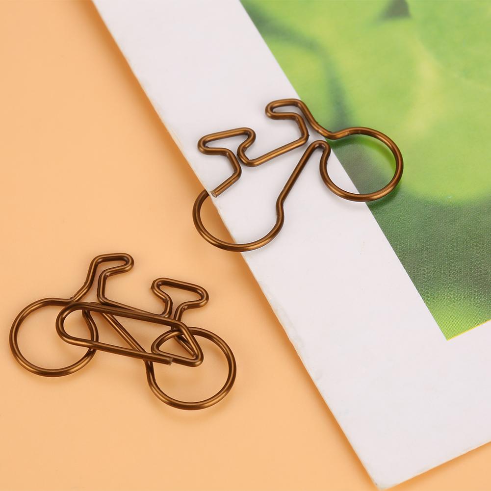 20pcs Metal Bicycle Shape Paper Clips Coffee Color Bookmark Office School Stationery Clip