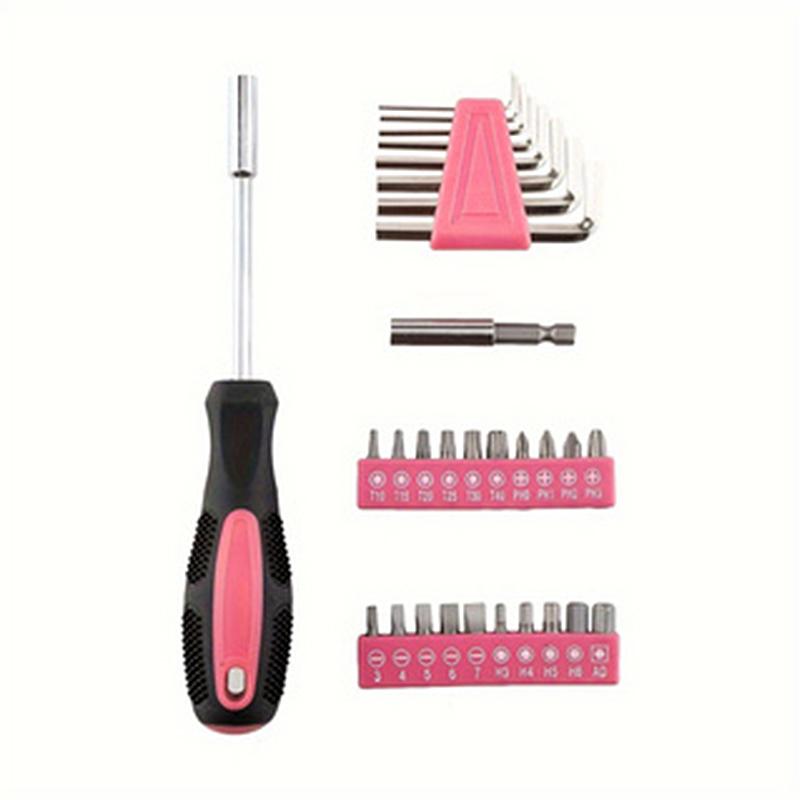 39-Piece All Purpose Household Pink Tool Kit for Girls, Ladies and Women - includes All Essential Tools for Home, Garage, Office and College