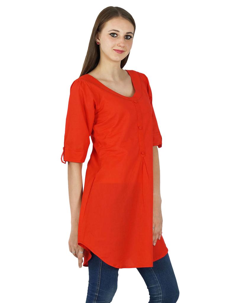 Indian Ethnic Cotton Kurti Top Bollywood Women Solid Kurta Tunic Casual