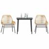 3 Piece Outdoor Dining Set with Cushions Brown Poly Rattan & Glass