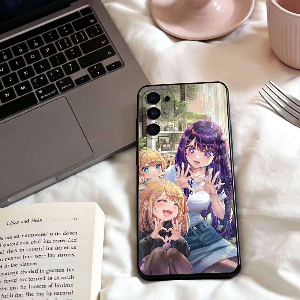 Чехол для телефона аниме O-Oshi no ko для Samsung S25,24,23,22,30,21,10,9,Ultra,Plus,Lite,FE,4,5 G Мягкий черный чехол