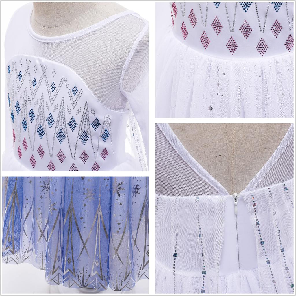 Snow Queen Act 2 Costumes Princess Dresses for Girls with Wig,Crown,Magic wand,Gloves Accessories Purple