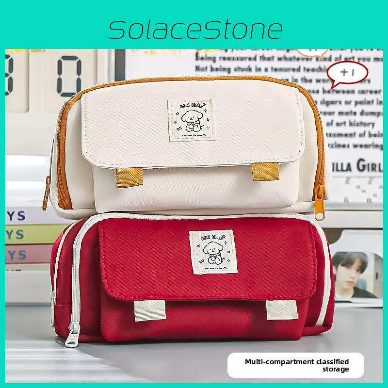 Girls Pen Case Spacious Durable Fabric Organizer For Middle School Students Stationery
