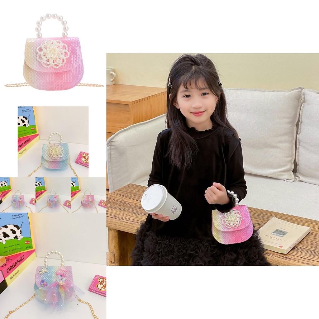 Stylish Princess Shoulder Bag With Pearl Flower Design For Girls And Boys Perfect For Daily Use