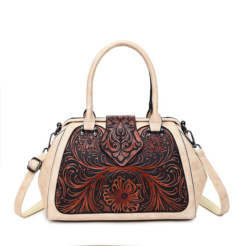 High Quality Vintage 3D Embossed PU Leather Women Shoulder Crossbody Bags Large Capacity Female Handbags Luxury Women's Tote Bag