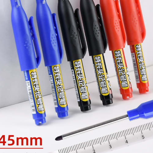 Long-Nip Marker Pen, Deep Hole Marker Pen, 3X Deep Hole Quick-Drying Waterproof Marker Pens - Wood and Metal Marking Long Nose Marker for Carpentry, D